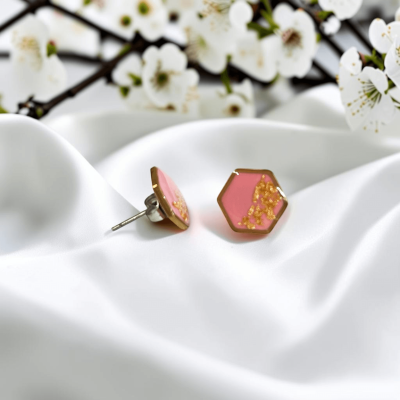 Boucles d'oreilles Pénélope puces rose bonbon