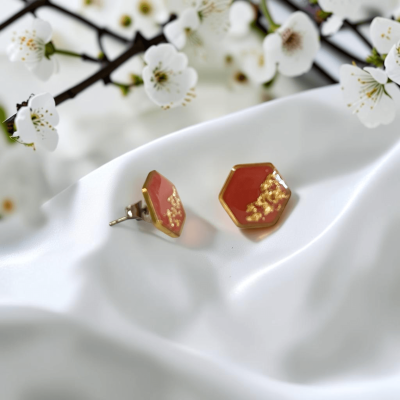 Boucles d'oreilles Pénélope puces terracotta
