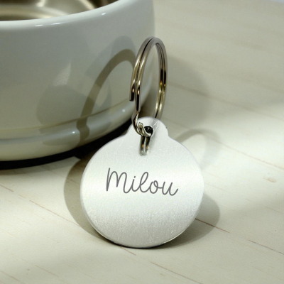 Médaille chien ronde personnalisée argenté