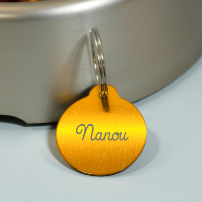 Médaille chien ronde personnalisée doré